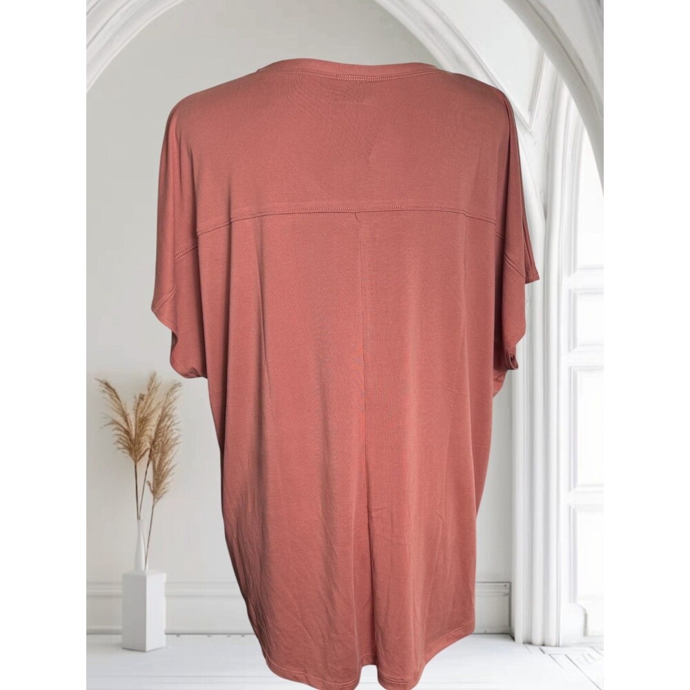 32 Degrees Cool Women Top Sz XL NWT Soft Short Sleeve V-Neck Color Red/Rust - Picture 3 of 9